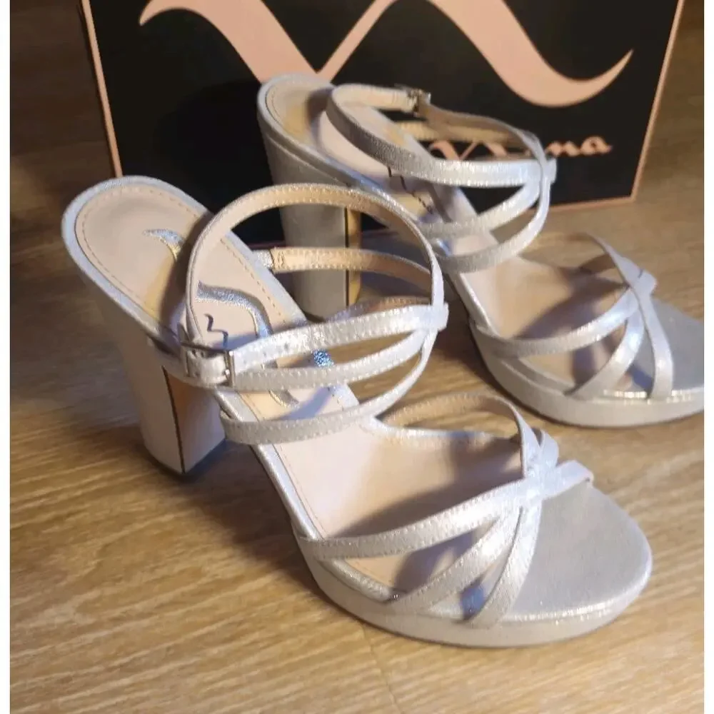 NWB Women's Silver Formal by Nina Sammy-FY Heels Shoes Size 7.5